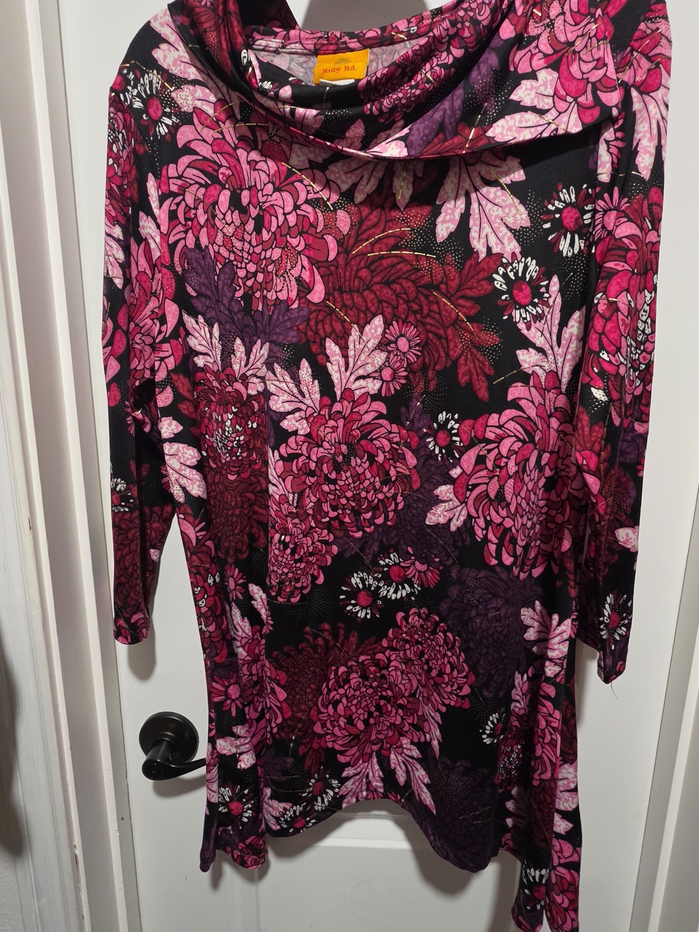 Ruby Rd. Pink Floral Cowl Neck Blouse